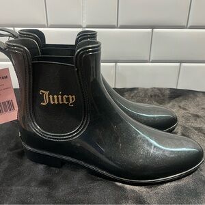 JUICY COUTURE Black sparkle rain boots , NWT​